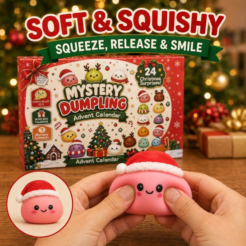 Christmas Advent Calendar 2026, 24 Days Countdown Calendar, Mini Dumpling Squishy Toys with Glitter, Christmas Holiday Gift for Kids