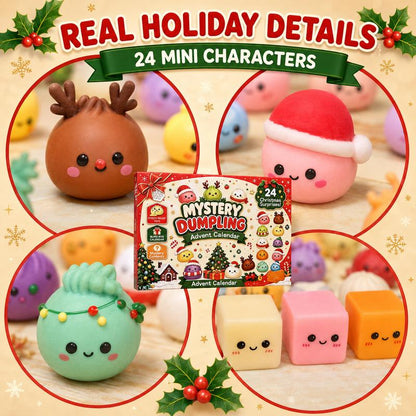 Christmas Advent Calendar 2026, 24 Days Countdown Calendar, Mini Dumpling Squishy Toys with Glitter, Christmas Holiday Gift for Kids