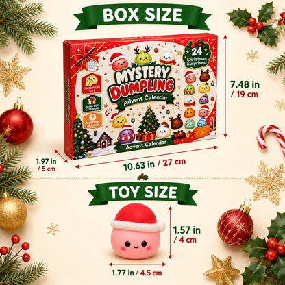 Christmas Advent Calendar 2026, 24 Days Countdown Calendar, Mini Dumpling Squishy Toys with Glitter, Christmas Holiday Gift for Kids
